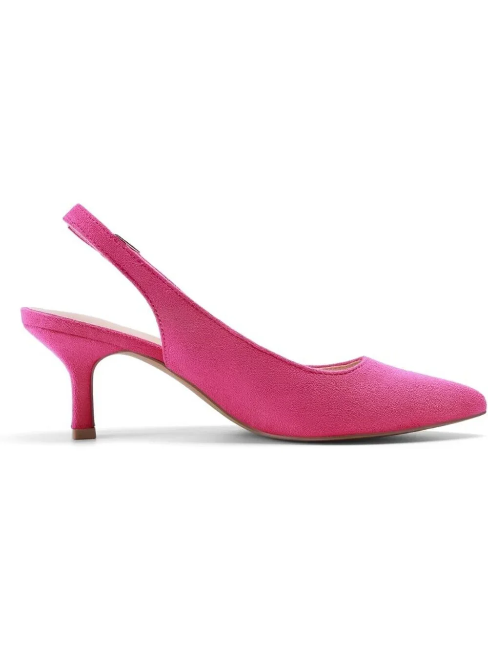 Dream Pairs Women's Hot Pink Pointed Toe Faux Leather Kitten Slingback Heels